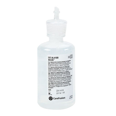 Cardinal Health AirLife Sterile Water and 0.9% Sodium Chloride Irrigation Solution 110 mL Dual-Top Bottle
