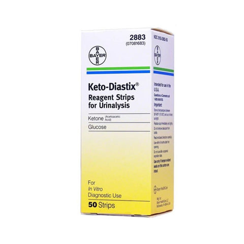 Bayer Keto-Diastix Reagent Test Strips for Urinalysis, Ketone and Glucose Test, 2882, 2883
