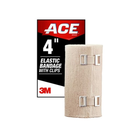 3M Ace Elastic Bandage with E-Z Clip, 4" Wide, Customized Compression, Unisex, 207313