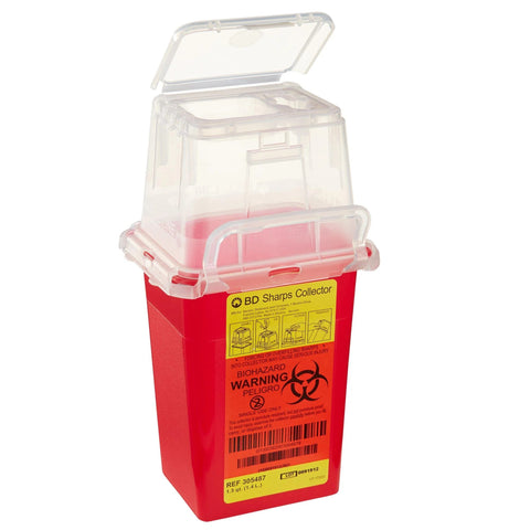 Beckton Dickinson BD Nestable Sharps Container, 1.5 qt, Pre-Assembled, One-Way Funnel, 305487