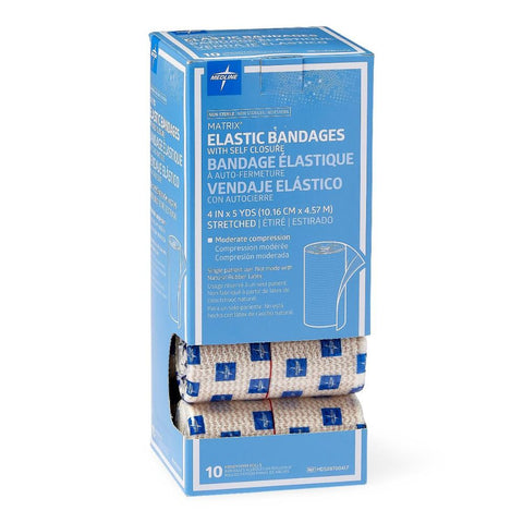 Medline Nonsterile Matrix Wrap Elastic Bandage with Self-Closure, 4" x 5 yd, Polyester/Cotton Weave, MDS087004LF