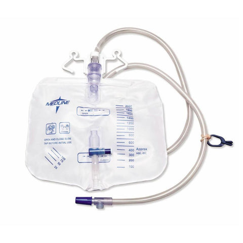 Medline 2000 mL Urinary Drainage Bag with Anti-Reflux Device with Slide-Tap, DYND15207