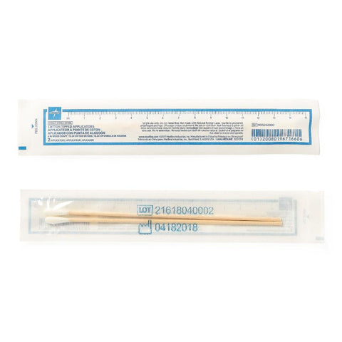 Medline Sterile Cotton-Tipped 6" Wood Applicator, Latex-free, MDS202000
