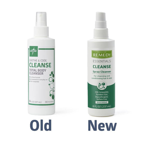 Medline Remedy Essentials No-Rinse Spray Cleanser 8 Oz. Spray Bottle, Unscented, MSC095206