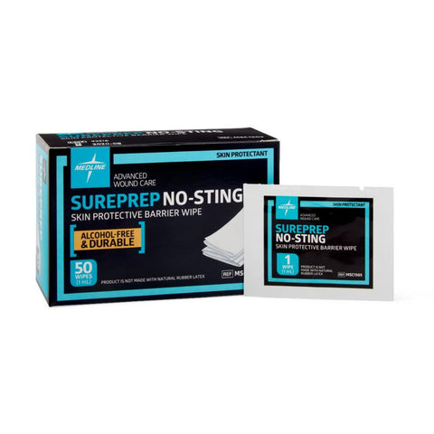 Medline Sureprep No-Sting Skin Protective Barrier Wipe, Water-resistant Coating, Alcohol Free, Latex-free, MSC1505