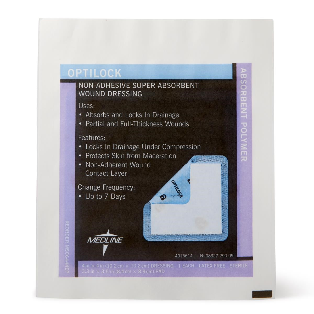 Medline OptiLock Non-Adhesive Super Absorbent Wound Dressing 4 Medline OptiLock Non-Adhesive Super Absorbent Wound Dressing 4