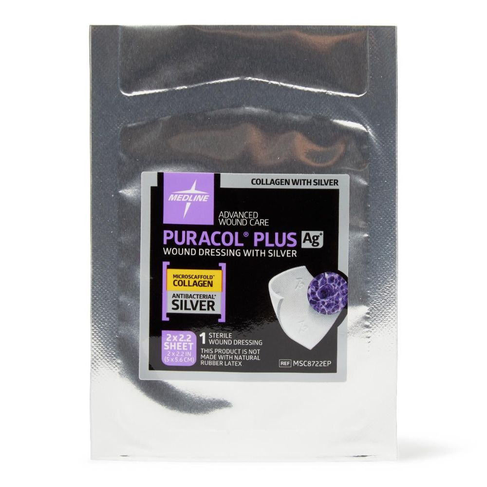 puracol dressing Medline Puracol Plus AG+ Collagen Wound Dressing with Antimicrobial Si