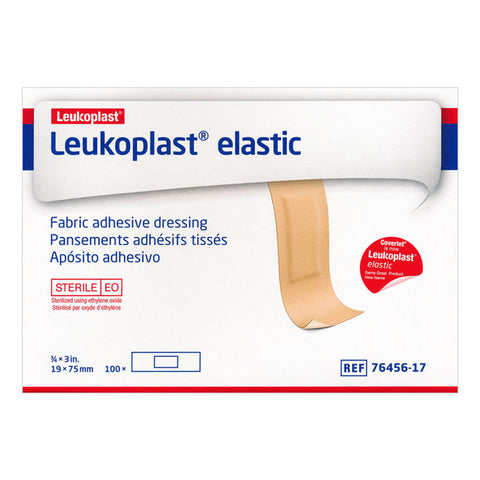 Leukoplast Elastic 3/4" x 3" Strip Fabric Bandage, Box of 100, 7645617