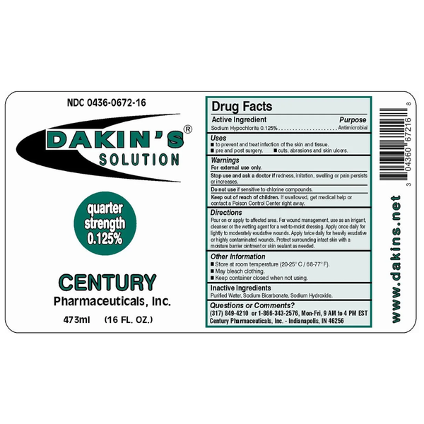 Dakin’s Solution / Di-Dak-Sol Sodium Hypochlorite Wound Cleanser, 16 oz.