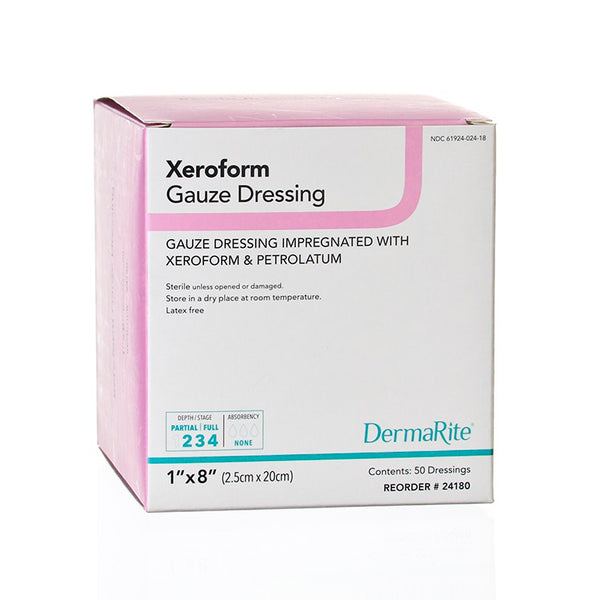 DermaRite Xeroform Gauze Wound Dressing Impregnated with Xeroform and Petrolatum