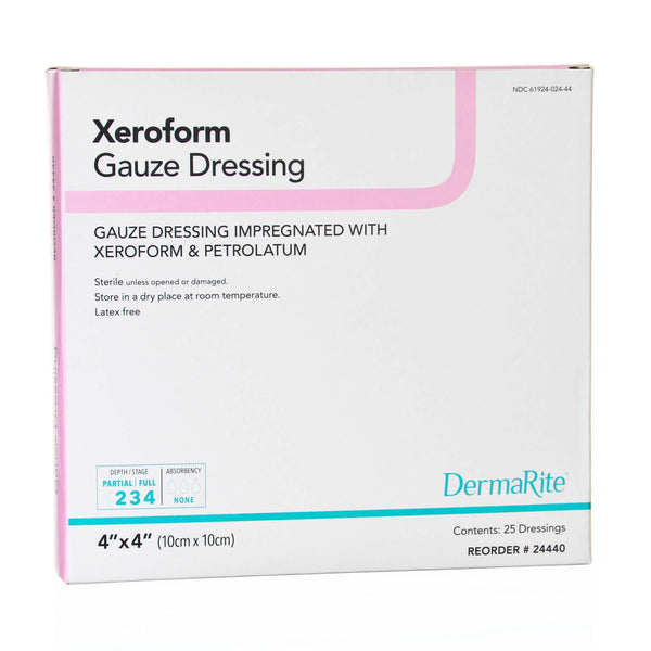 DermaRite Xeroform Gauze Wound Dressing Impregnated with Xeroform and Petrolatum