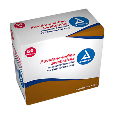 Dynarex 10% Povidone-Iodine 4 Inches Medicated Swabsticks