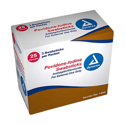 Dynarex 10% Povidone-Iodine 4 Inches Medicated Swabsticks