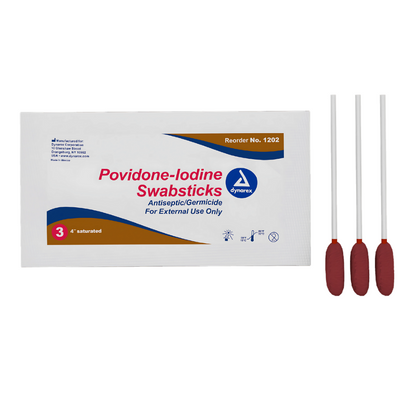 Dynarex 10% Povidone-Iodine 4 Inches Medicated Swabsticks