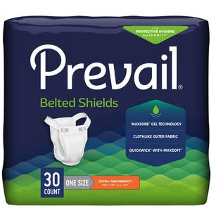 First Quality Prevail Extra Absorbency Belted Shields Undergarment, Breathable, Reusable, One Size, White