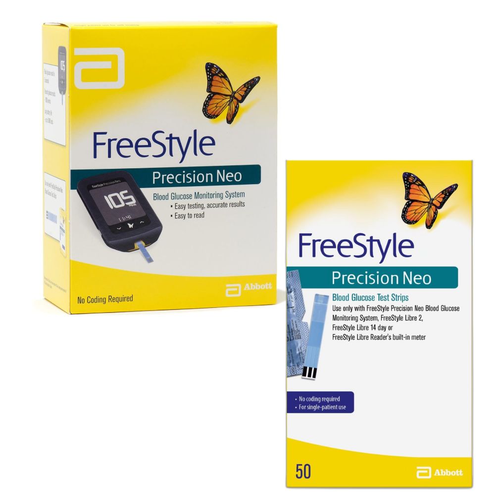 FreeStyle Precision Neo Blood Sugar Test Strips/Meter/Monitoring Kit