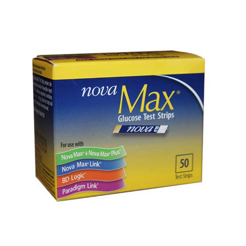 Nova Max Blood Glucose Test Strips, Box of 50