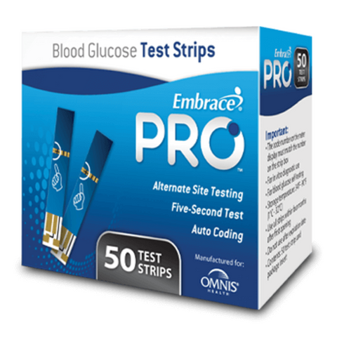 Omnis Health Embrace Pro Blood Glucose Test Strips, Box of 50