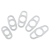 Collection of Owen Mumford Rapport clear silicone tension bands in various sizes, each featuring a three-loop design with two side loops for application and removal.
