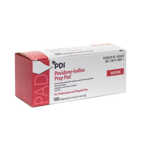 PDI Povidone Iodine (PVP-I) Prep Pads, Medium, Box of 100, B40600