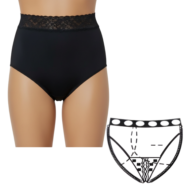 OPTIONS Ladies' Backless Ostomy Support Undergarment with Split-Lace Crotch and Built-In Barrier