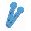 Two blue Trividia True Plus Twist-Top Universal Lancets on a white background