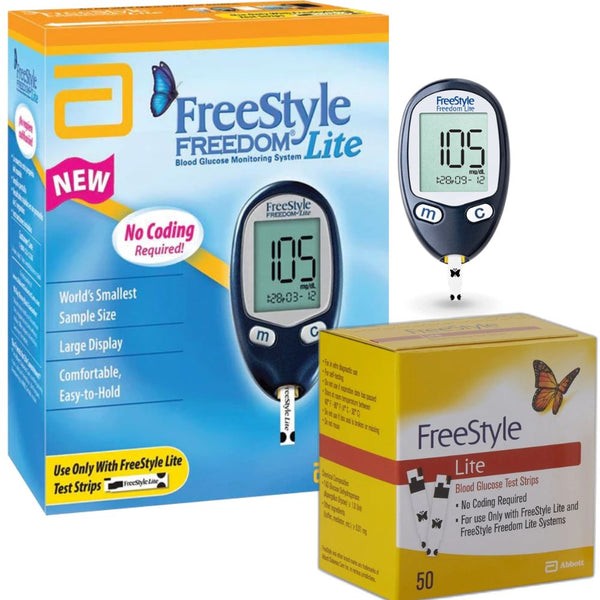 Abbott FreeStyle Freedom Lite and FreeStyle Lite Blood Glucose Meters, Test Strips & Kits, 70914, FreeStyle Freedom Lite Kit (Meter + 50 Strips), Each