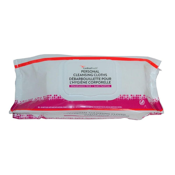 Cardinal Health Personal Cleansing Cloth Infused with Aloe, No-Rinse Formulation, Softpack