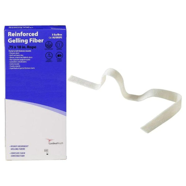 Cardinal Health Reinforced Gelling Fiber Dressing, 0.75 in x 18 in Rope, RGFBROPE