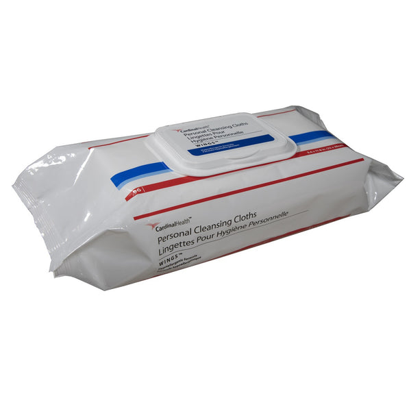 Cardinal Health Wings Personal Cleansing Cloth Infused with Vitamin E, Chamomile, and Aloe Vera, No-Rinse Formulation