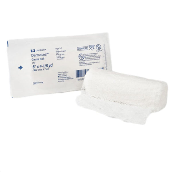 Dermacea Low-Ply Gauze Rolls, 2 in to 6 in, Sterile and Nonsterile, 441109, 6 in (15.2 cm) x 4-1/8 yd (3.77 m), Sterile, Each