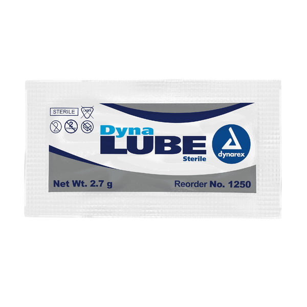 Dynarex DynaLube Lubricating Jelly, Sterile, Water Soluble, Greaseless, Unscented, 1250, 0.095 oz (2.7 g) Foil Packet