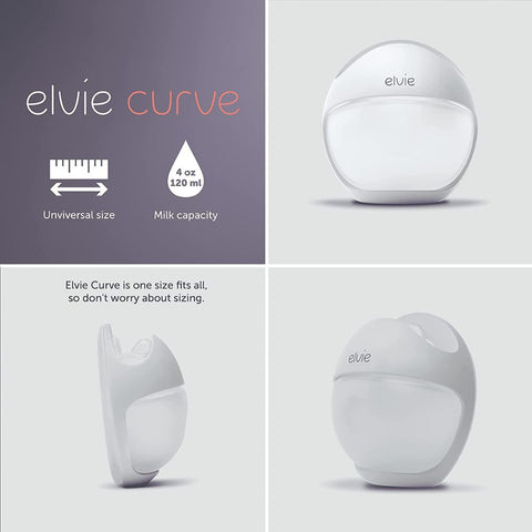 Elvie Curve Manual Breast Pump, Hands-free, All-in-bra design with Comfort Control Valve, EC01-01