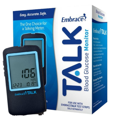 Omnis Health Embrace Talk Blood Glucose Meter, English and Spanish Talking Feature, No Coding, APX03AB0300