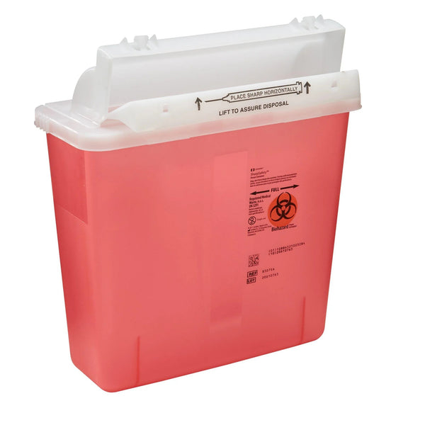 Monoject SharpStar In-Room Sharps Container, 5 Quart, Transparent Red, 8507SA