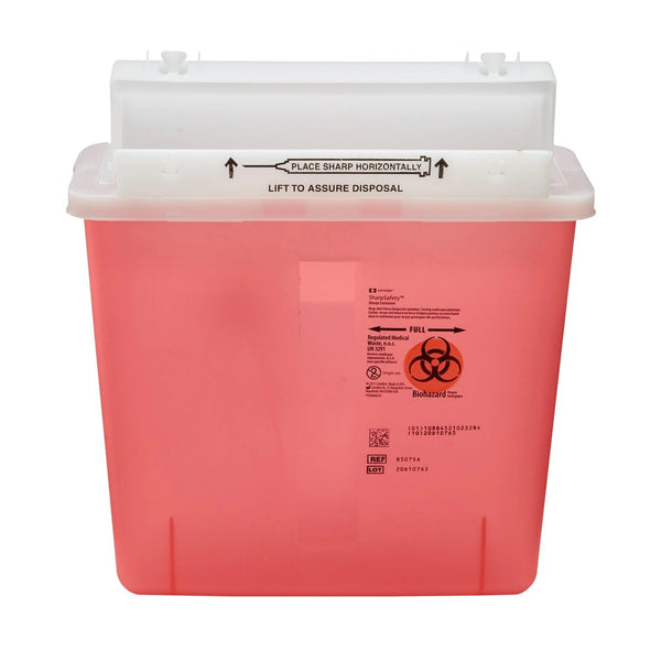 Monoject SharpStar In-Room Sharps Container, 5 Quart, Transparent Red, 8507SA