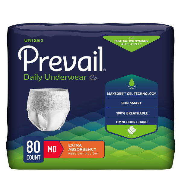 Prevail Protective Underwear Breathable Comfortable Adult Pull, PV-512, Medium, 34 in to 46 in (86 cm to 117 cm), Case of 80
