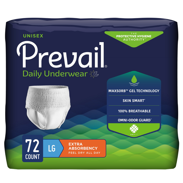 Prevail Protective Underwear Breathable Comfortable Adult Pull, PV-513, Large, 44 in to 58 in (112 cm to 147 cm), Case of 72