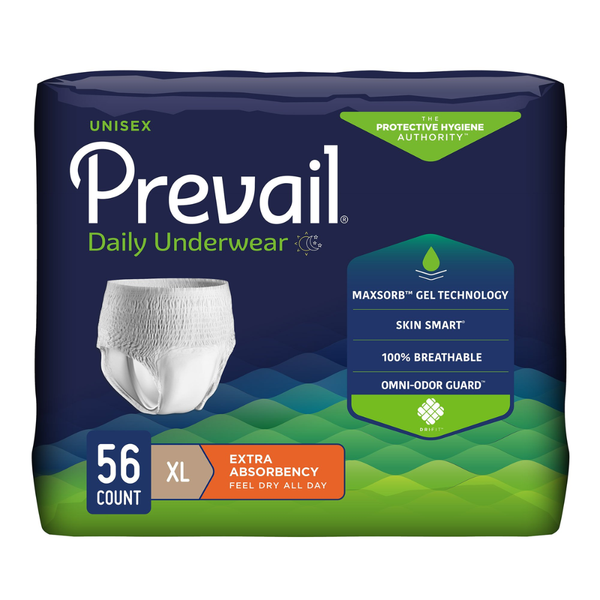Prevail Protective Underwear Breathable Comfortable Adult, PV-514, XLarge, 58 in to 68 in (147 cm to 173 cm), Case of 56