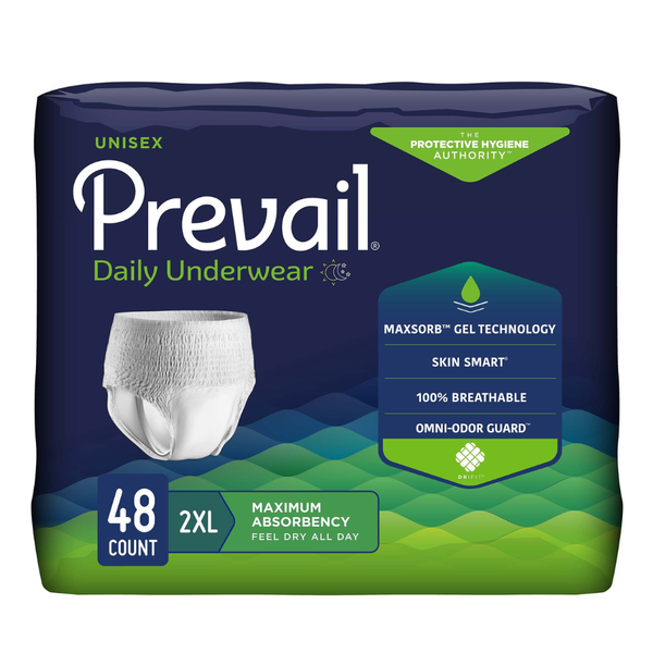 Prevail Protective Underwear Breathable Comfortable Adult Pull, PV-517, 2XL, 68 in to 80 in (173 cm to 203 cm), Case of 48