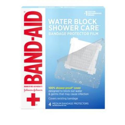Johnson & Johnson Band-Aid First Aid Shower Care Bandage Protector, Medium, 4" x 5"