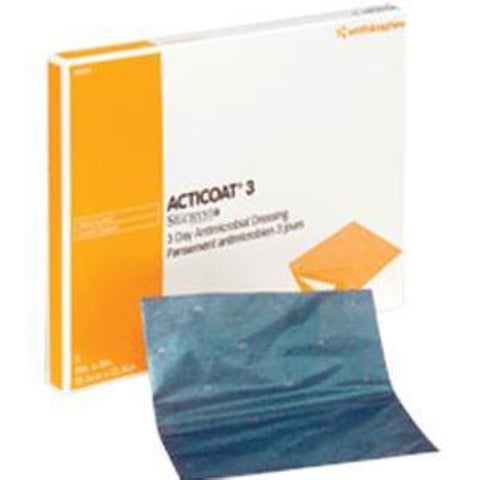 Smith & Nephew Acticoat Antimicrobial Barrier Burn Dressing with Nanocrystalline Silver, 4" x 8", Box of 12, 54-20201