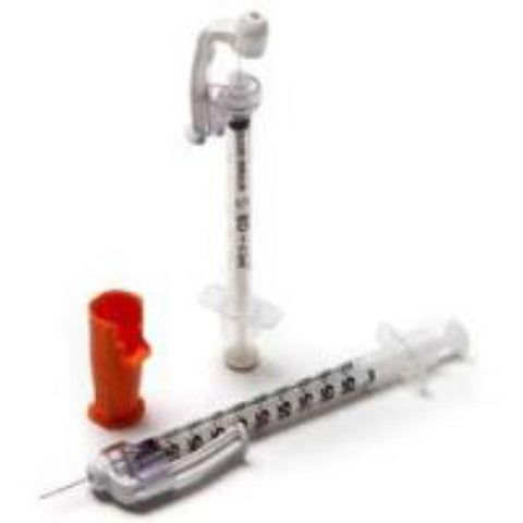 BD SafetyGlide 29G (0.33mm) 1/2in (12.7mm) 1/2cc (0.5mL) U100 Insulin Syringes, 29 Gauge, Becton Dickinson 305932