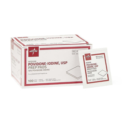 Medline Povidone Iodine USP Prep Pads, 2-Ply, Medium, MDS093917