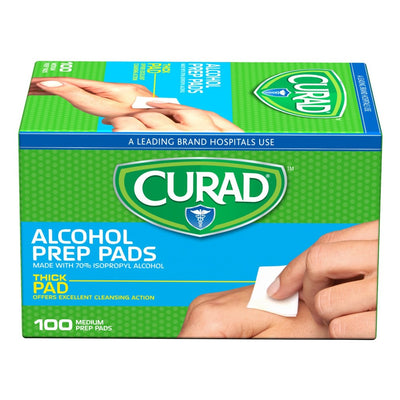 Medline Curad Alcohol Prep Pads, 70% Isopropyl Alcohol, 2-Ply, Medium, Sterile, Box of 100, CUR45585RB