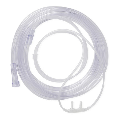Medline Soft-Touch Adult Oxygen Nasal Cannula with 4 ft Tubing and Standard Connector, Curved Tip, Crush Resistant, HCS4504B
