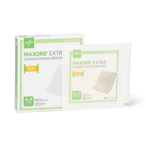 Medline Maxorb Extra Calcium Alginate Dressing, 4" x 4", Highly Absorbent, Sterile, MSC7044EP