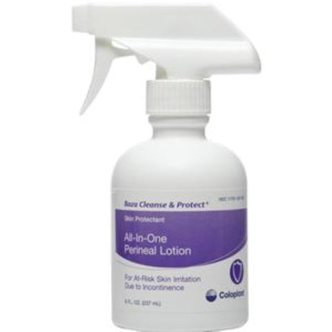 Coloplast Baza Cleanse and Protect Perineal Cleanser with Odor Control Lotion, No-Rinse, pH-Balanced, 8 oz Spray Bottle