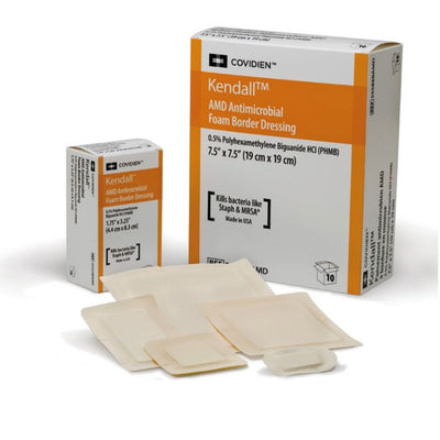 Cardinal Health Kendall AMD Antimicrobial Foam Disc, 1" Diameter, 7 mm Hole