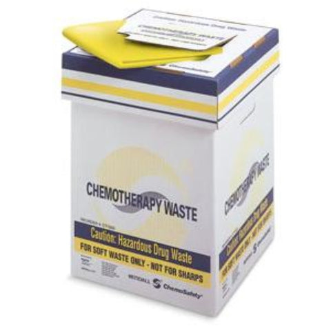 Cardinal Health ChemoPlus Chemo Soft Waste Corrugated Container, Pack of 100, Yellow, CT2100